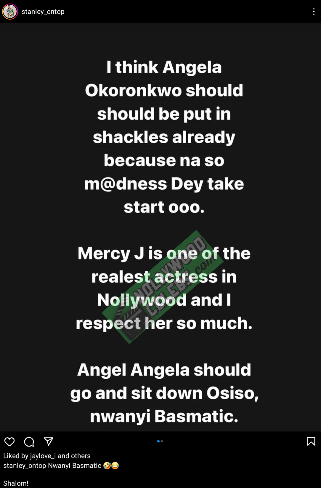 Stanley Ontop Reaction to Angela Okorie Calling Out Mercy Johnson Okojie