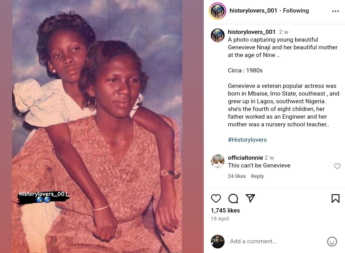 Throwback Photo of Genevieve Nnaji 9 With Mother (2l